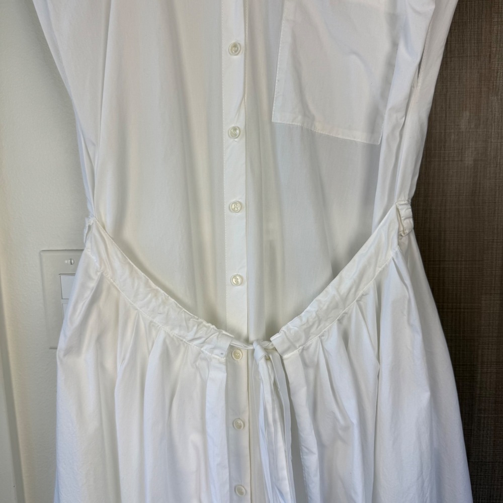 Zara White Poplin Shirt Midi Dress Button Down Front Size Large - Picture 8 of 16